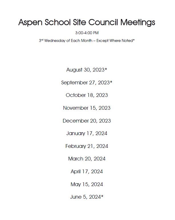 School Site Council Schedule